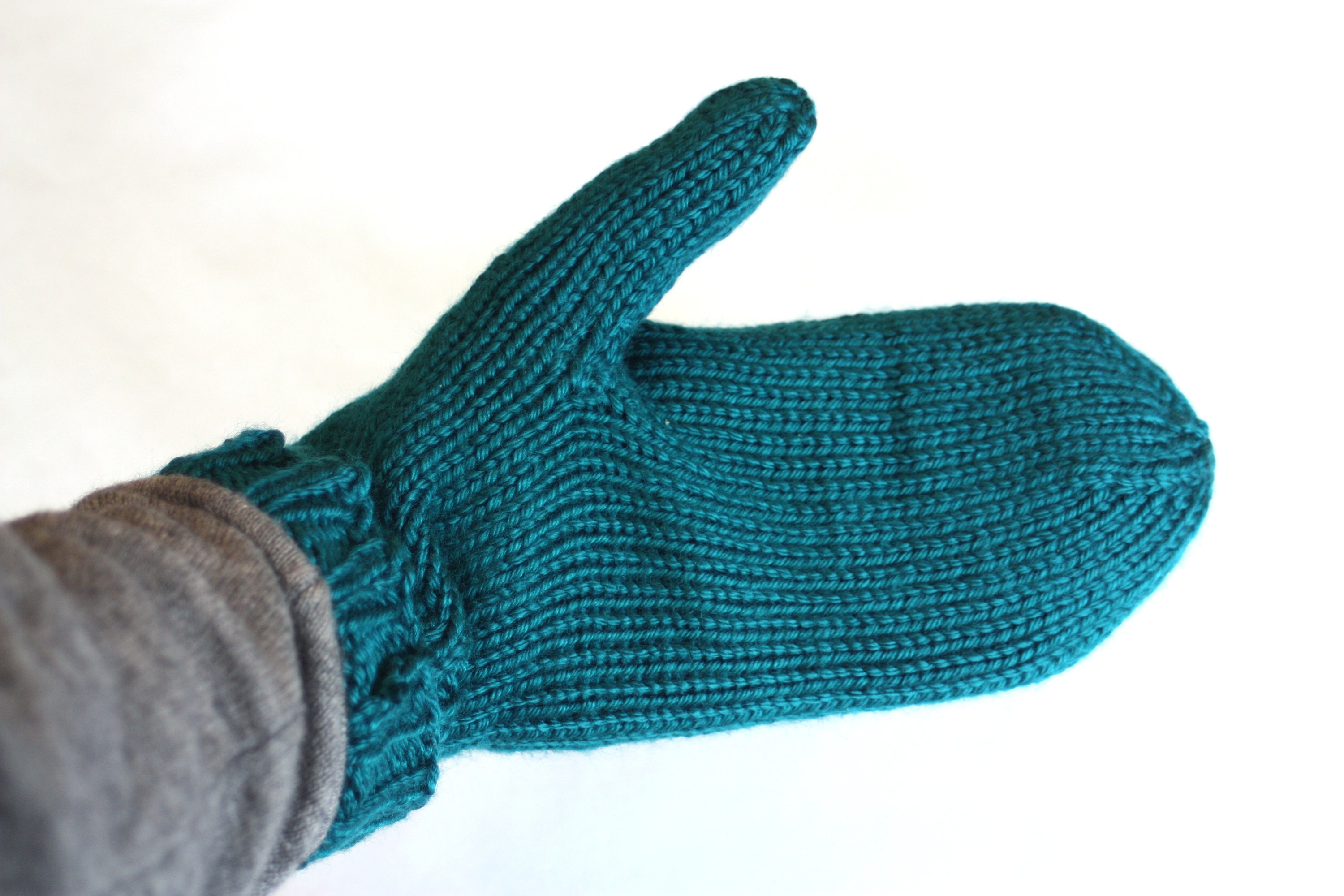 Teal Mittens for Adults Traditional Mittens Old Fashioned Etsy