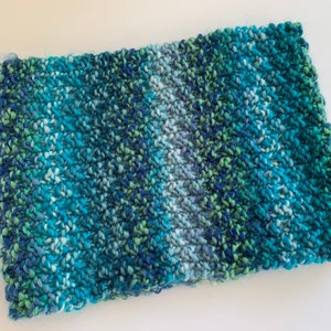 Multicolor Cowl Scarf Hand Knitted in Natural/Blue or Blue/Green or Pink/Purple or Orange/Teal image 4