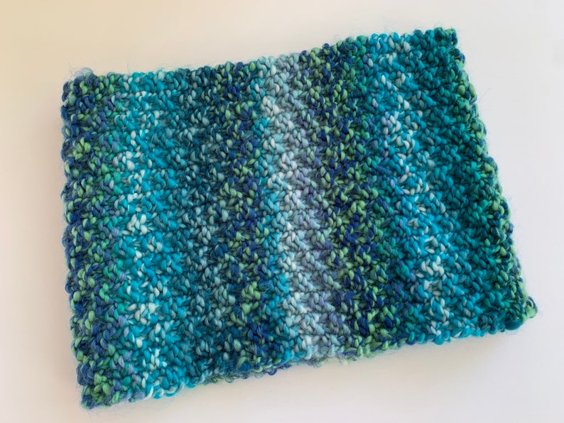 Multicolor Cowl Scarf Hand Knitted in Natural/Blue or Blue/Green or Pink/Purple or Orange/Teal image 4