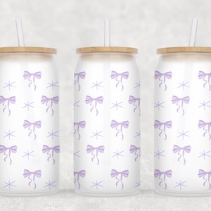 Purple Bows, 16oz glass cup wrap