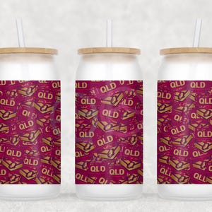 QLD State of Origin NRL ~ Libbey 16oz Glass Cup PNG