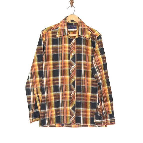 Madras Plaid Shirt - 70s Plaid Shirt - Vintage Pla