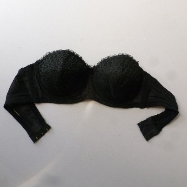 50s Black Strapless Bra - Vintage Bullet Bra - Burlesque Style Braissiere - Pin Up Girl Lingerie