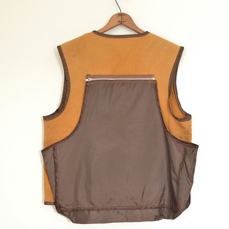Vintage Rustic Hunting Vest 50s Outdoorsy Waxed Cotton Vest Etsy