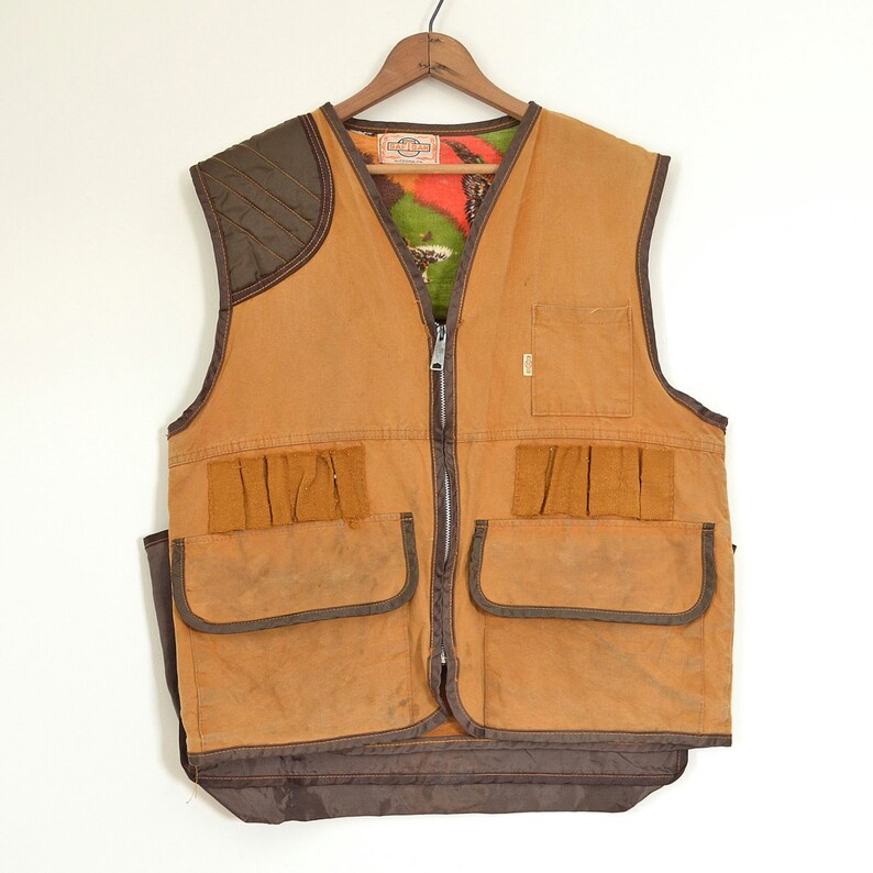 Vintage Rustic Hunting Vest 50s Outdoorsy Waxed Cotton Vest Etsy