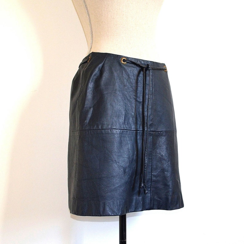 70s Leather Mini Skirt Vintage High Waist Leather Skirt | Etsy
