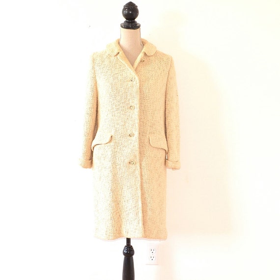 60's Designer Silk Coat 60's Cream Colored Nub Silk | Etsy