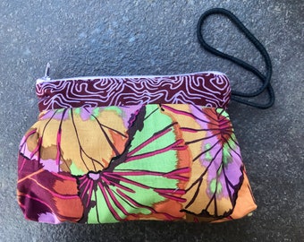 jewelery waterflower pouch Autumn Kaffe Fassett fabrics with wrist strap