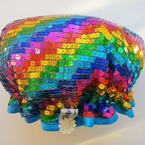 Luxury Rainbow Multicoloured Sequin Shower Hat