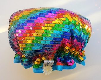 Luxus Regenbogen Mehrfarbige Pailletten Duschhut