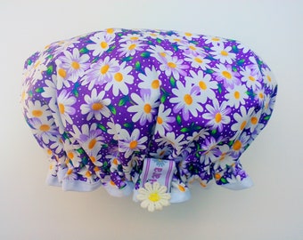 Gorgeous Purple Daisy Luxury Shower/Bath Hat/Cap