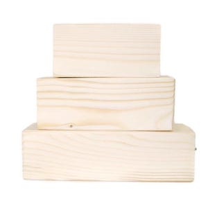 Unfinished Wood Block Stack – Set of 3 Blank Wooden Blocks for DIY Crafts, Tiered Tray Decor, Rustic Farmhouse Signs, Craft Supplies
