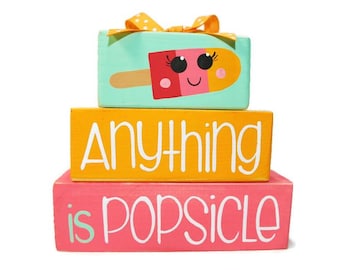 Popsicle Wood Sign: Hand Painted Summer Tiered Tray Decor