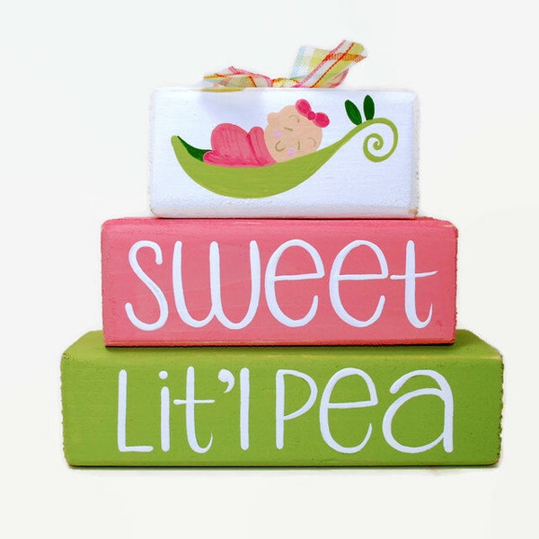 Baby Sweet Pea Nursery WoodenBlock Shelf Sitter Stack