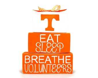 University of Tennessee Volunteers Eat Sleep Breathe Sports WoodenBlock Shelf Sitter Stack