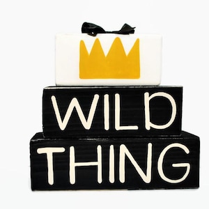 Wild Things Crown Wood Block Decor, Where The Wild Things Are Baby Gift, Toddler Room Decor, Baby Boy Nursery Decor, Nursery Wood Blocks