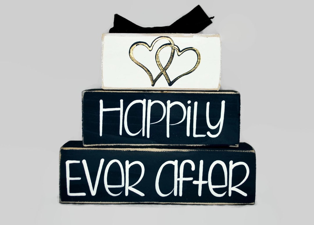 Wedding Happily Ever After Wedding Gift Woodenblock Shelf Etsy
