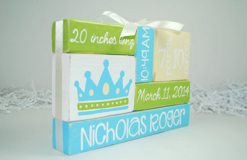 Prince Baby Blue Crown Nursery Baby Stat Woodenblock Shelf Etsy