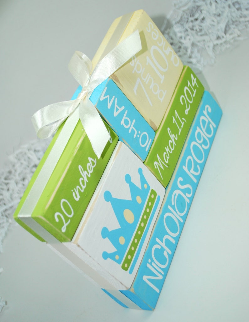 Prince Baby Blue Crown Nursery Baby Stat Woodenblock Shelf Etsy