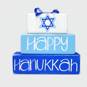 Happy Hanukkah WoodenBlock Shelf Sitter Stack