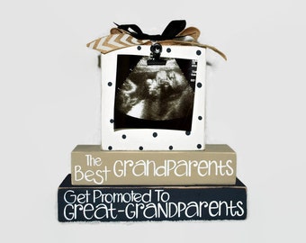 The Best Grandparents Get Promoted To Great Grandparents custom pregnancy announcement, great grandma to be gift, pregnancy reveal, sonogram