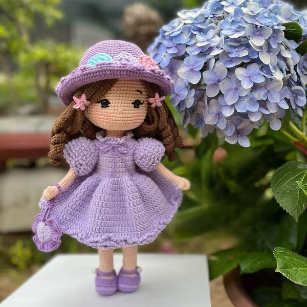 Modèle de poupée au crochet Emma, poupée hortensia, modèle de poupée Amigurumi et tutoriel PDF en anglais