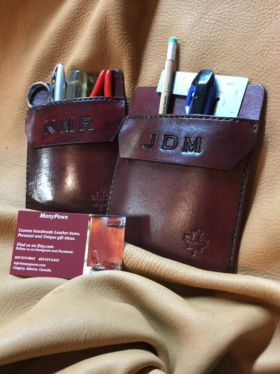 Customize Your Leather Pocket Protector for Pants Lab Coats Etsy
