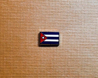 Mini - Cuban Flag Enamel Pin Black or Color