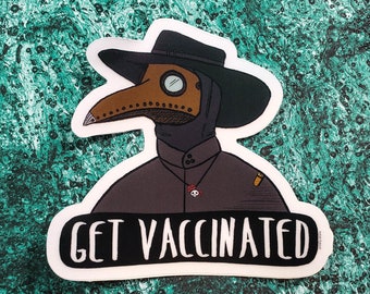 Clear Plague Doctor Get Vaccinated Sticker