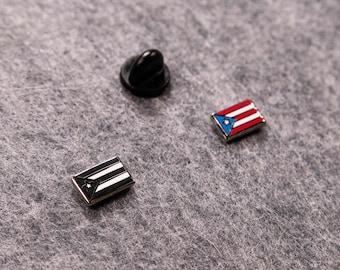 Mini Puerto Rico Flag Color or Black - Enamel Pin