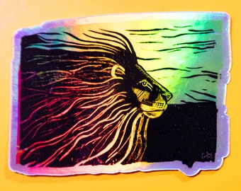 Lion Holographic Sticker