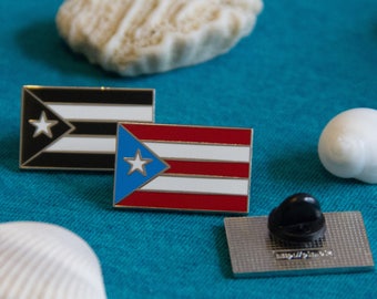 Small - Puerto Rico Flag Enamel Pin Black or Color