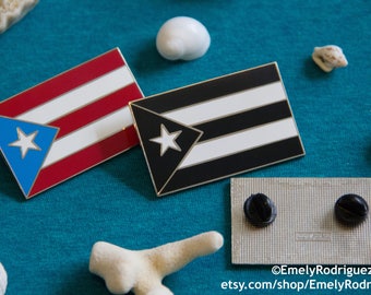 Large - Puerto Rico Flag Enamel Pin Black or Color