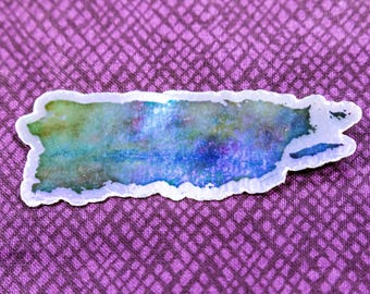 Watercolor Puerto Rico Map - Holographic Waterproof Sticker