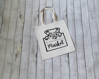 This little piggy went to market 100 Percent Canvas Tote 14 1/2" x 15 1/2"