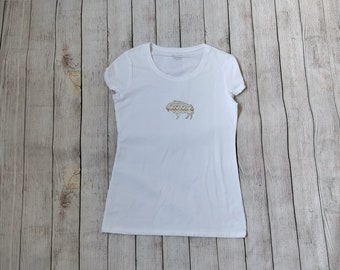 Wild Buffalo BoHo Juniors Cut Large White T-Shirt, Size 11-13