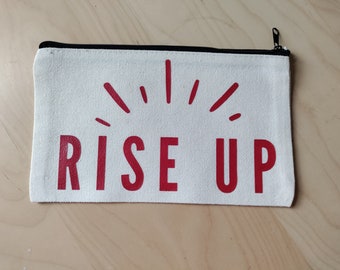 We Rise Canvas Makeup Bag, 7.9 x 4.7 inches Cosmetic Bag
