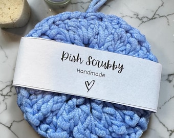 Handmade Blue Scrubbie: Eco-Friendly, Durable, Absorbent Kitchen Scrubber
