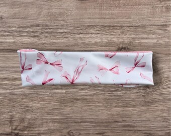 Pink Bow Running Headband: Moisture Wicking Fitness Headband