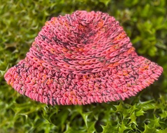 Bucket Hat, Crochet Hat, Peach Bucket Hat