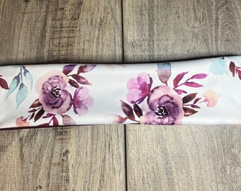 Workout Headband, Running Headband, Rose Floral Headband, Blue and White Flowers, Fitness Headband