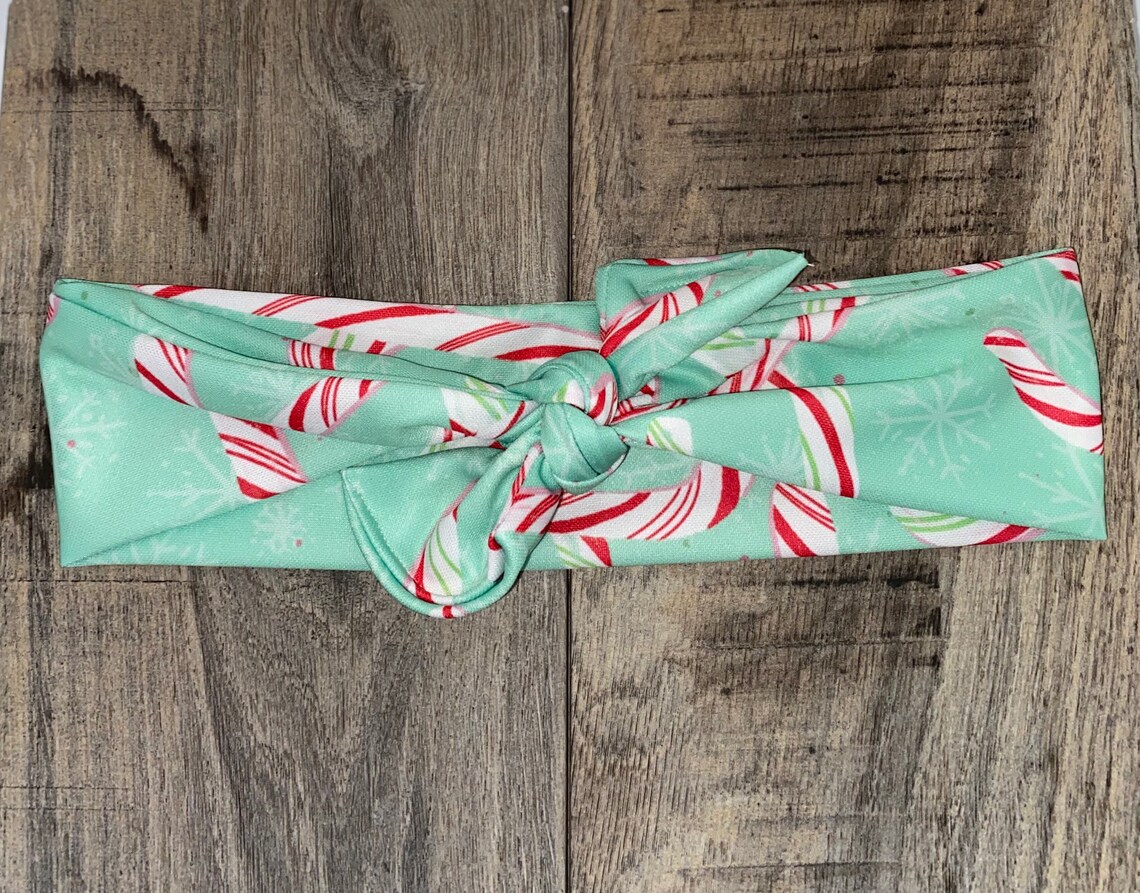 Peppermint Candy Cane Headband Christmas Headband Knotted Etsy