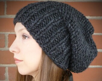 Slouchy Beanie, Chunky Slouch Hat, Tam Beanie, Hipster Beanie, Slouch Hat, Baggy Beret, Fall Accessories, Winter Hat