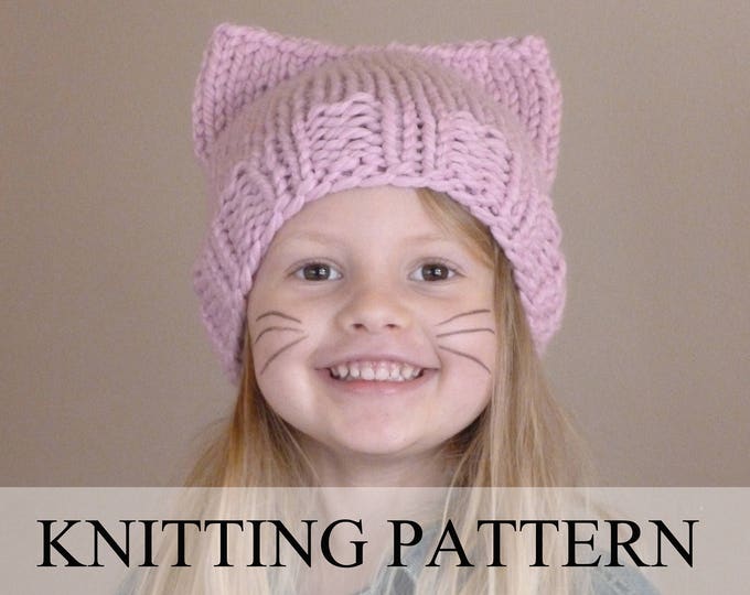 Cat Hat KNITTING PATTERN Cat Beanie Knit Pattern Cat Ears Etsy