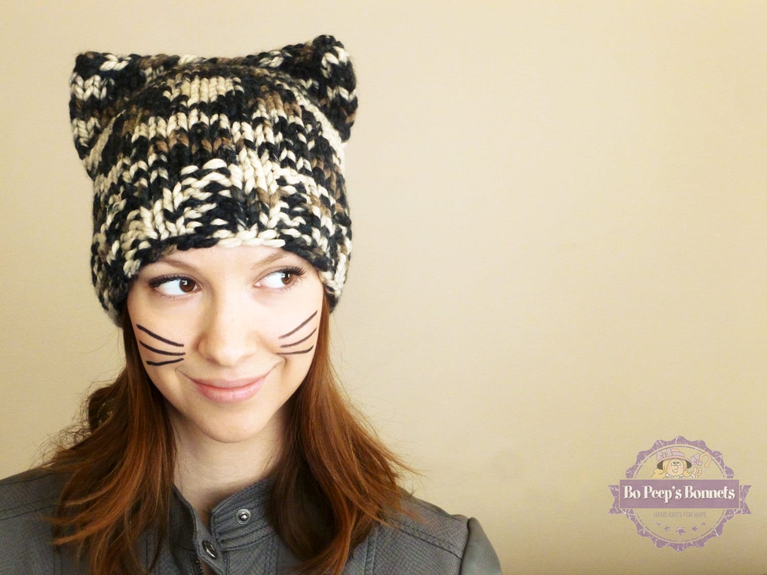 Cat Ears Hat Kitty Cat Hat Cat Hat Hand Knit Cat Beanie Etsy