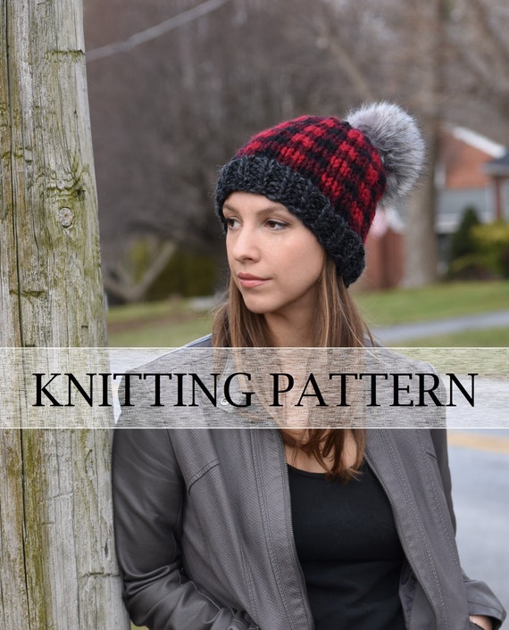 Buffalo Check Hat Knitting Pattern Buffalo Check Beanie Etsy