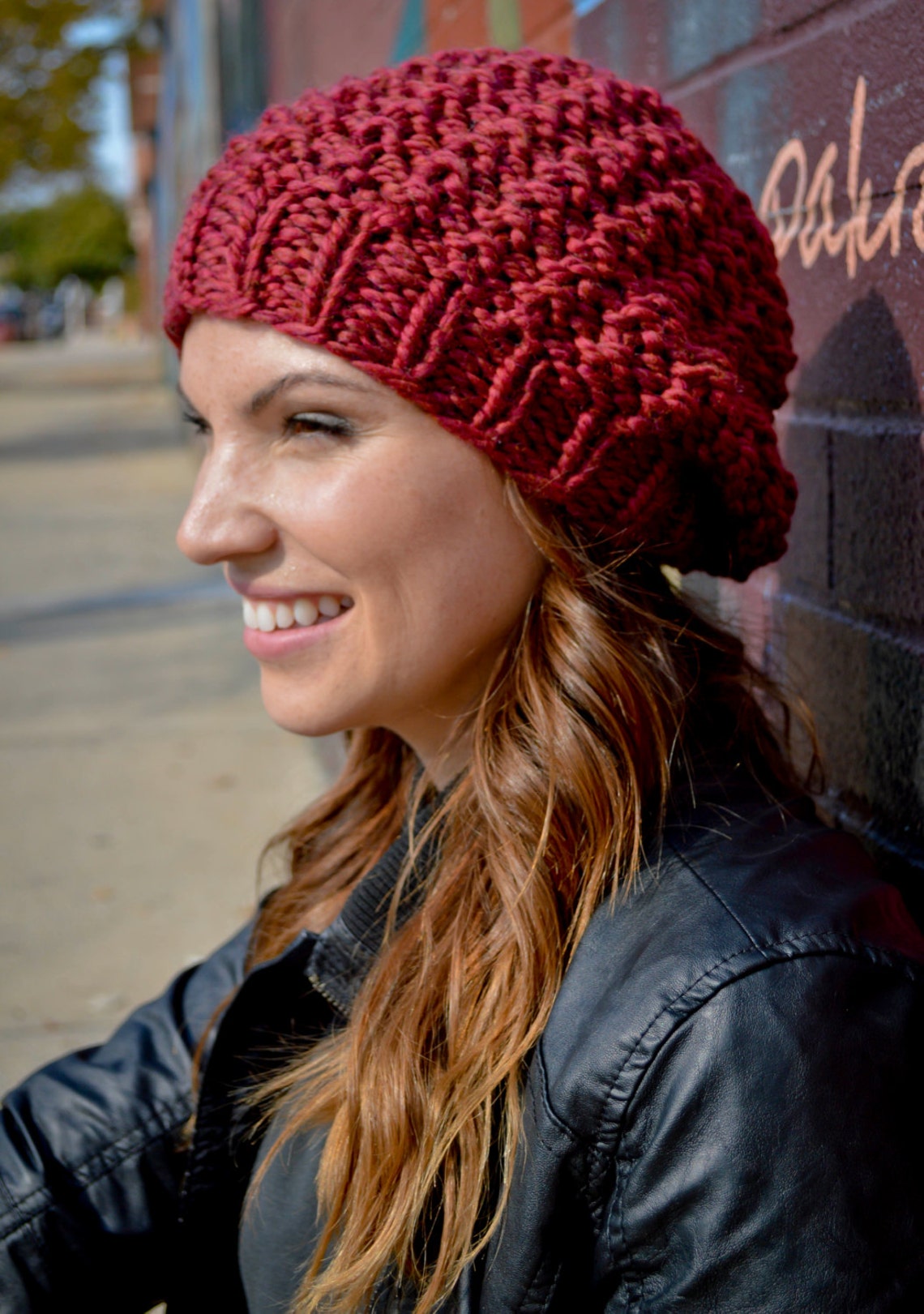 Knitted Slouchy Beret Hat YOUR COLOR CHOICE Knit Slouch Etsy