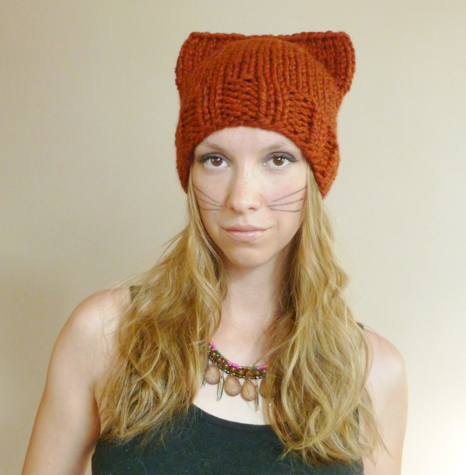 Cat Ears Beanie Cat Ears Hat Knitted Kitty Cat Hat Animal Etsy