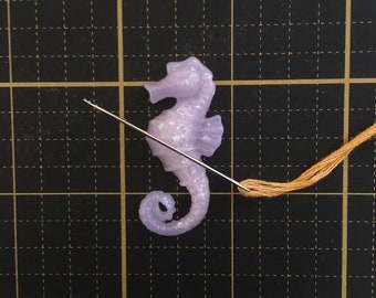 Purple Glitter Seahorse Needle Minder, Needle Nanny, Magnetic Needle Holder for Hand Embroidery and Cross Stitch
