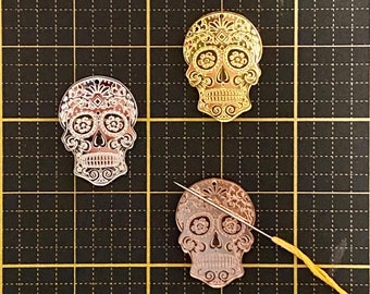 Skull and Snake #3 Wooden Needle Minder